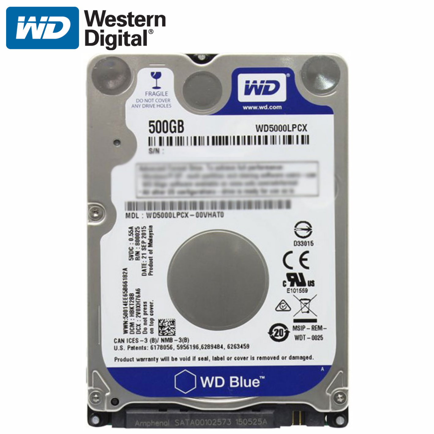 Disco Duro Western Digital Blue, 500GB, SATA 6.0 GB/S, 5400 RPM, 2.5
