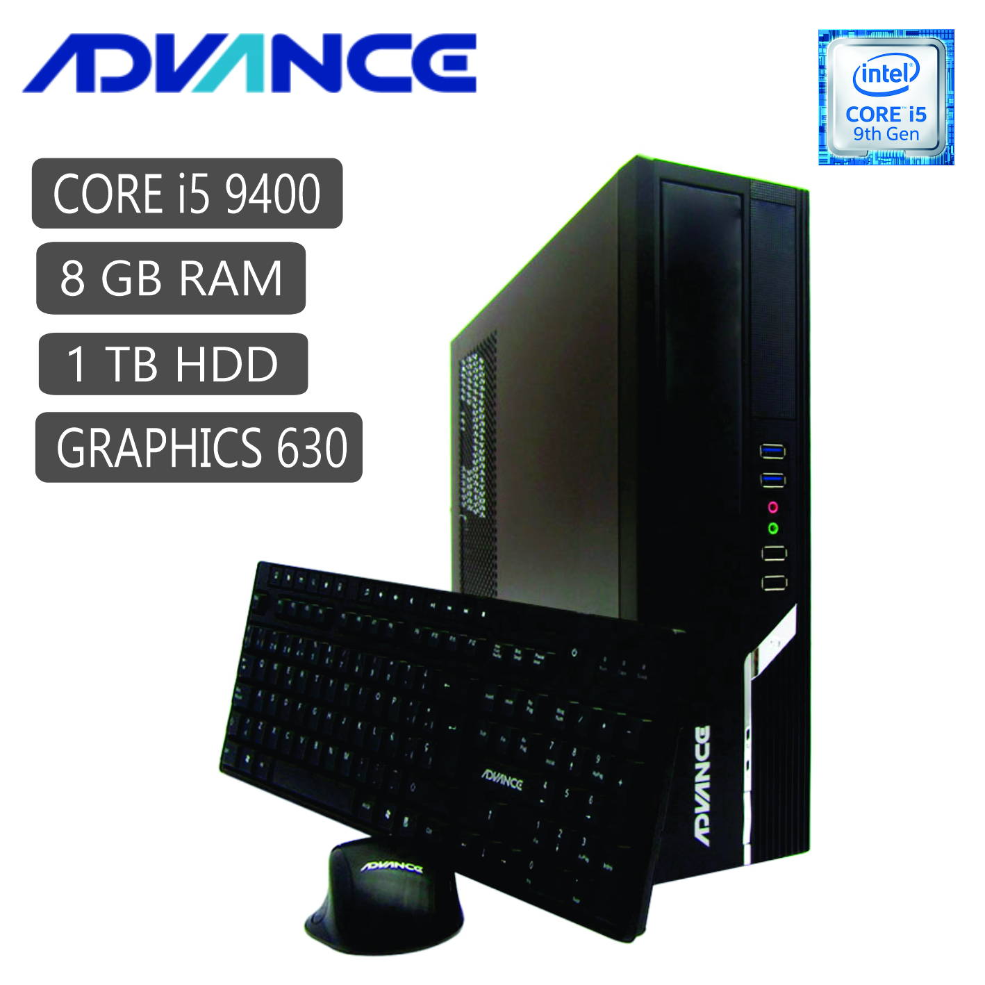 Computadora Advance Vission VO2530 SFF, Intel Core i5-9400 2.90GHz, 8GB DDR4, 1TB SATA/ DVD SuperMulti, video Intel HD Graphics 630, LAN GbE, teclado y mouse. Sistema Operativo Ubuntu. WIFI