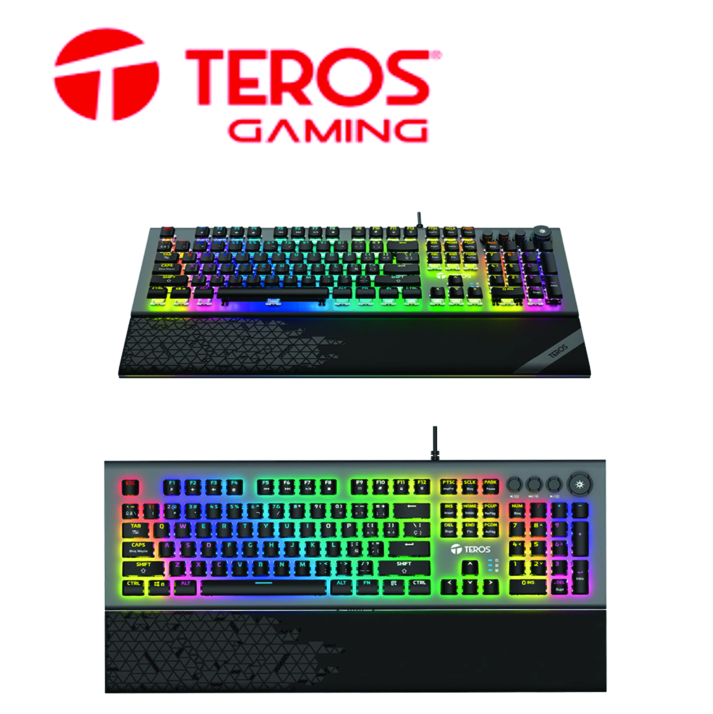 Teclado Gamer Teros TE-4180, mecanico, multimedia, iluminación RGB, USB.