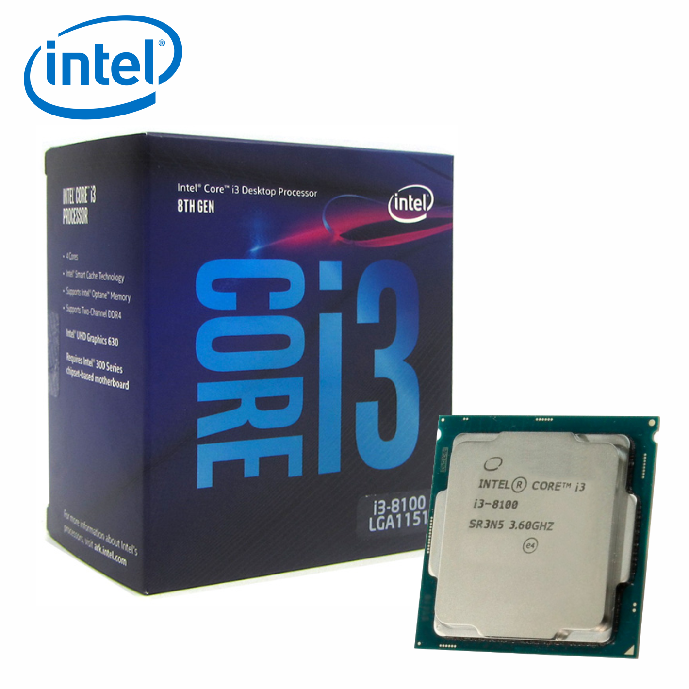 Procesador Intel Core i3-8100, 3.60 GHz, 6 MB Caché L3, LGA1151