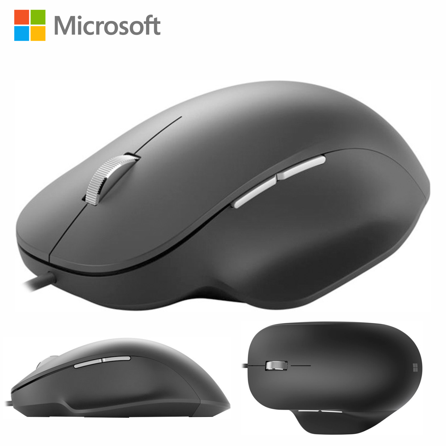 Mouse Microsoft Ergonomic óptico, 1 000 dpi, 5 botones, USB, Negro.