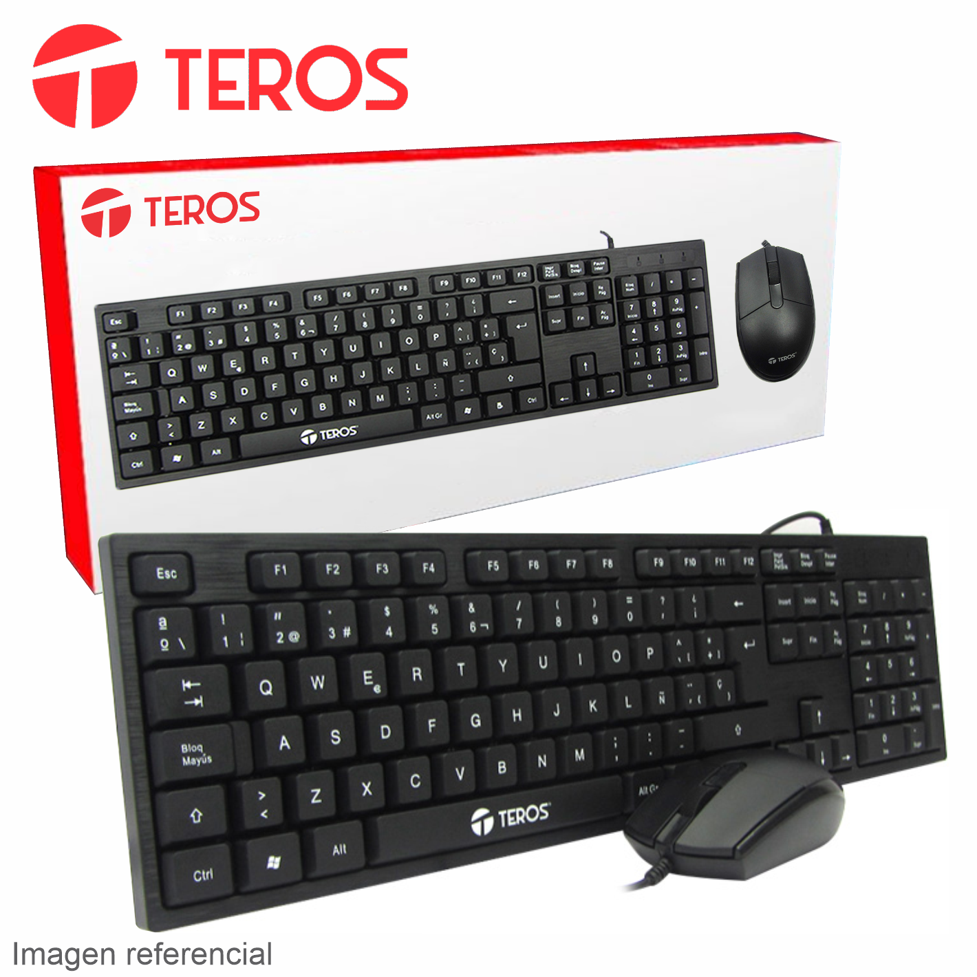 Kit Teclado y Mouse TEROS TED8700, USB, Negro, Español